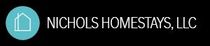 A logo for nichols homestays llc with a house in a blue circle