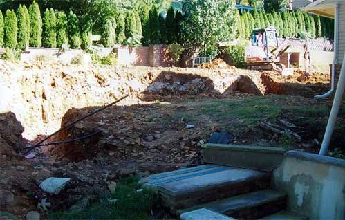 prepping for patio installation - custom patios clearing land to begin patio remodel - residential masonry in Middletown, NJ