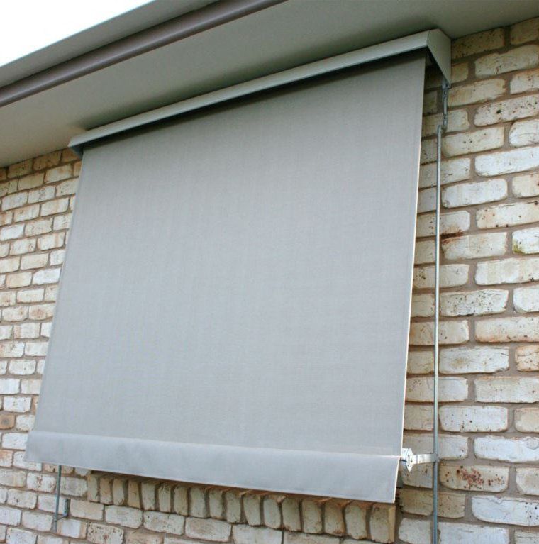 automatic lock arm fabric rollup awning