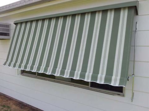 automatic lock arm fabric rollup awning