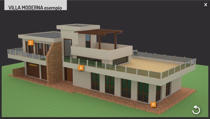 Rendering di una villa moderna