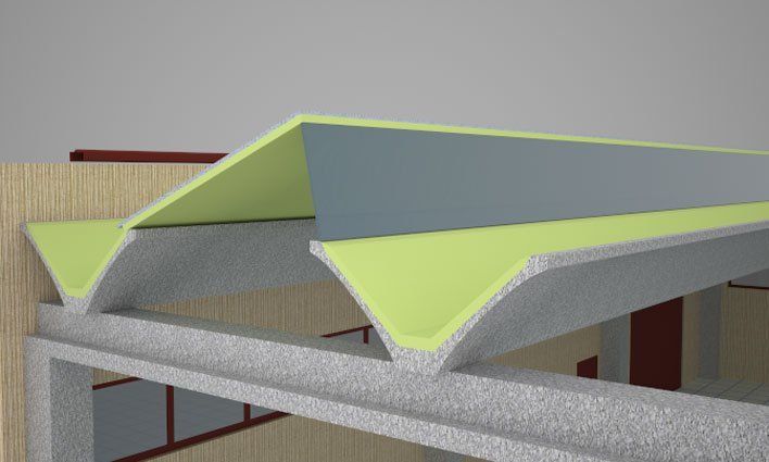 Modell Halle spezielle Abdeckung Detail