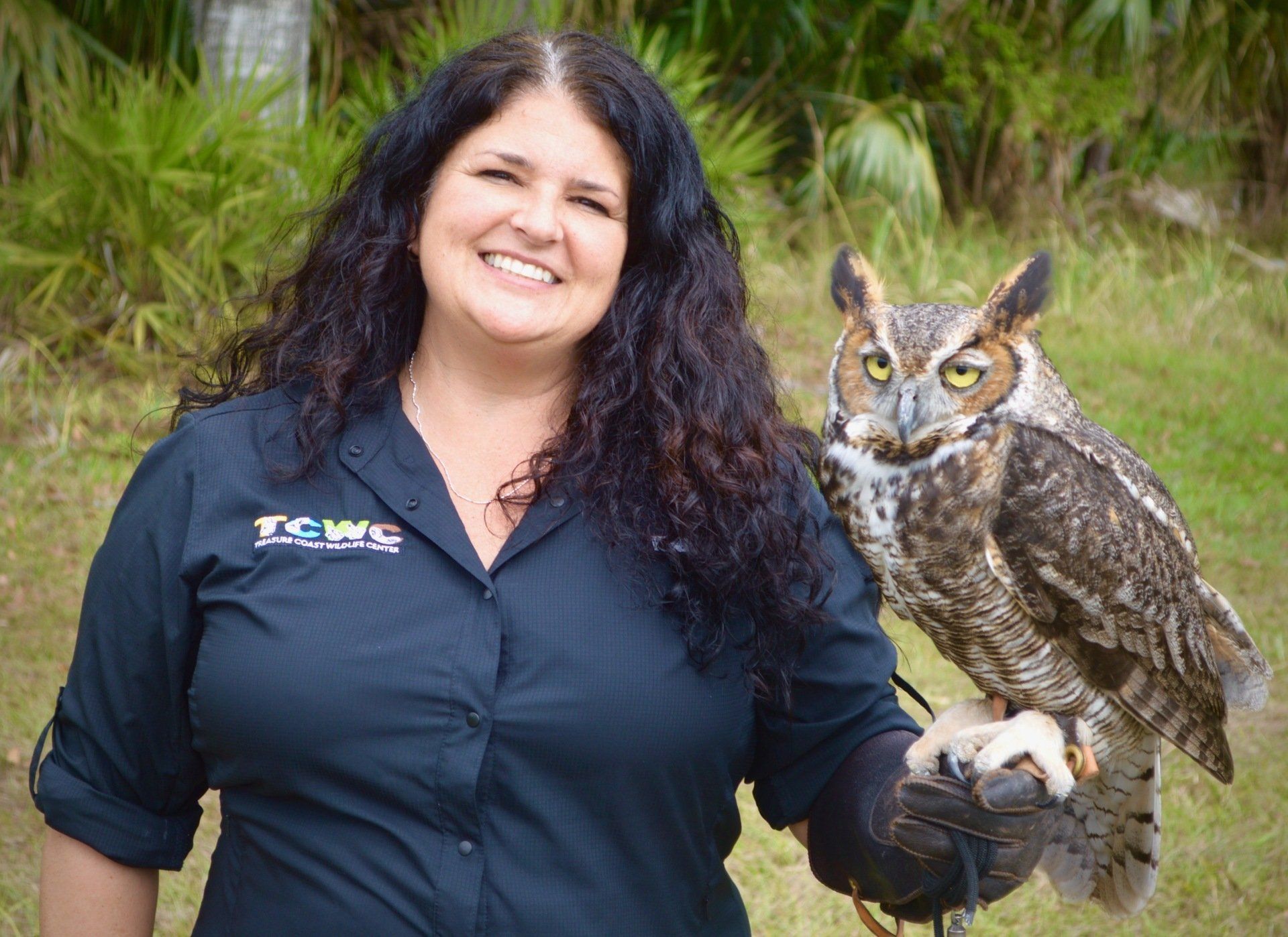 Cindy with Great Horned owl