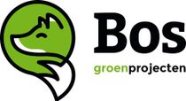 Logo voor Bos Groenprojecten met een groen-wit vossenicoon en zwarte tekst op een witte achtergrond.
