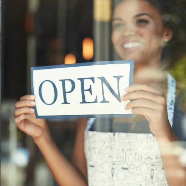 small business owner opening up savings account