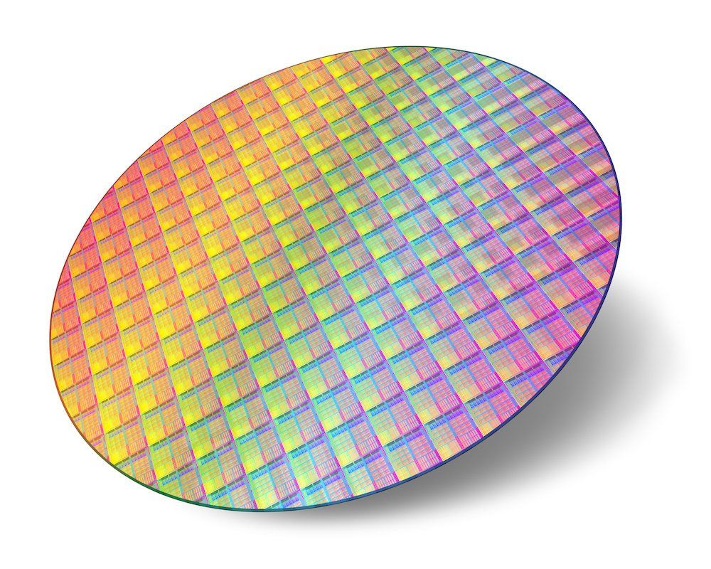 A rainbow colored circle with squares on it