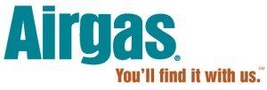 A logo for airgas that says you 'll find it with us
