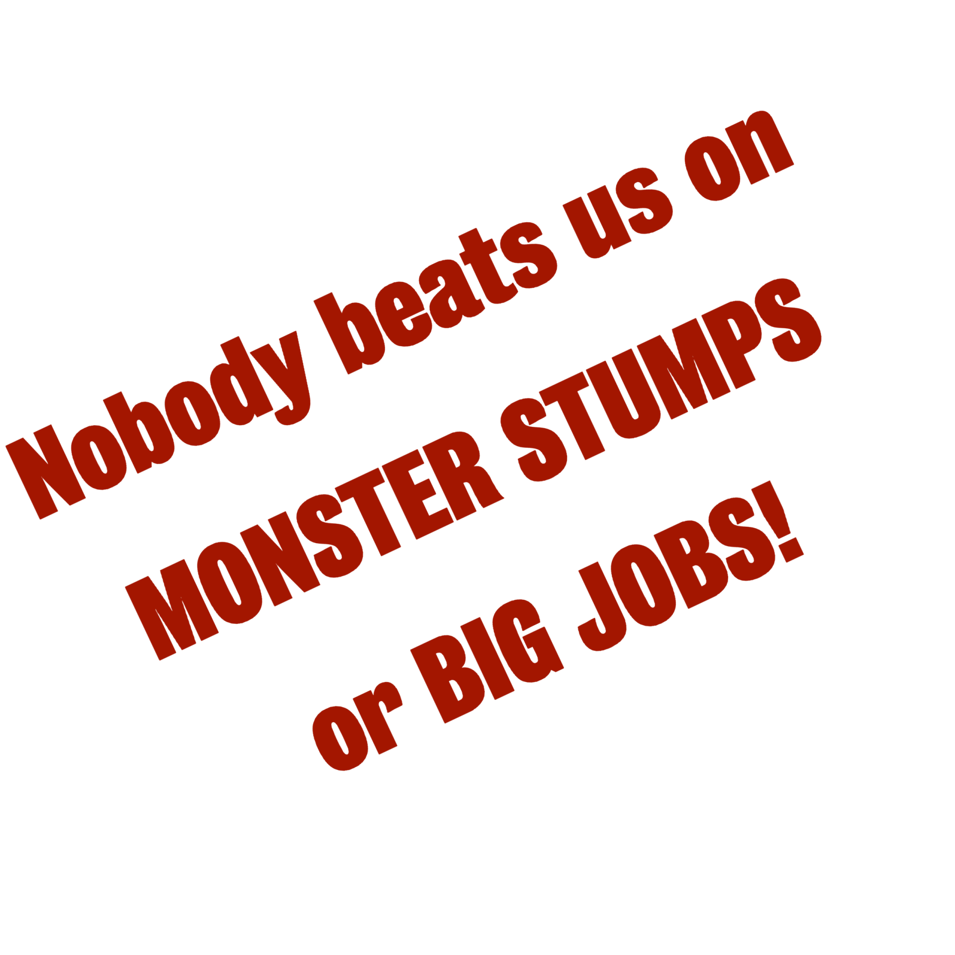 Nobody beats us on MONSTER STUMPS or BIG JOBS!