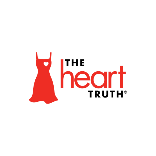 A logo for the heart truth with a red dress