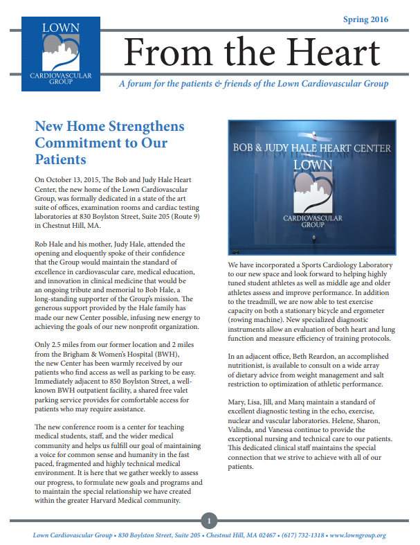 A page of a magazine titled from the heart.