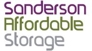 Sanderson Affordable Storage logo in purple, green, and gray text