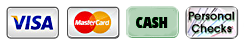 Visa, MasterCard, Cash, Personal Check