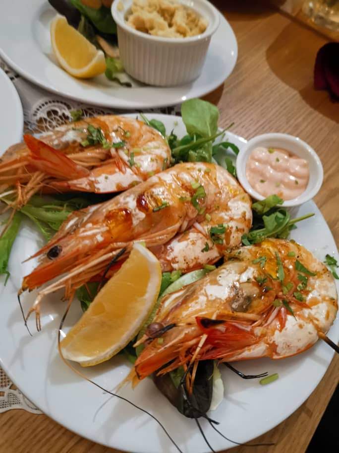 Char-grilled Skewered Tiger Prawn