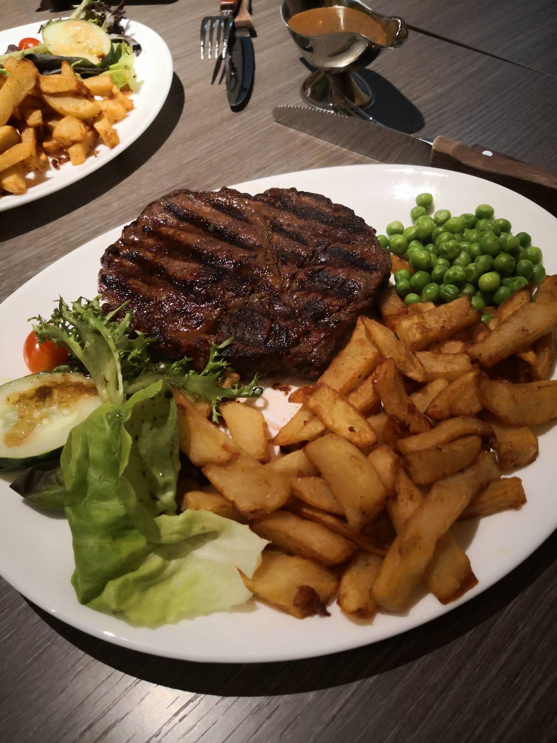 Steak with Chips and Peas