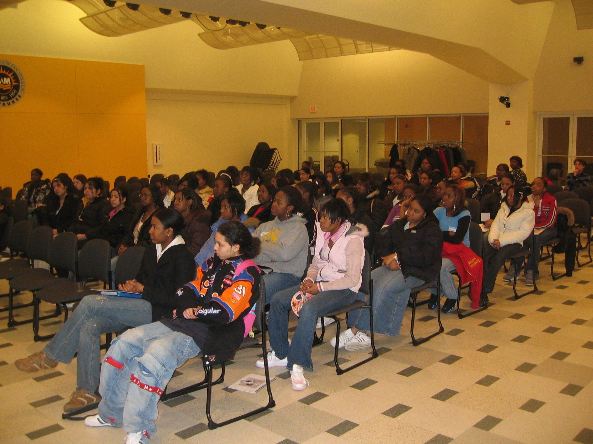 Conference room filled with students listening to speaker at previous Leadership Teen Summit meeting in Milwaukee
