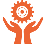 Graphic of two hands holding a gear representing Positive Images programs