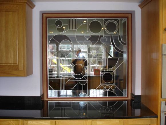 Stained glass with an intricate pattern