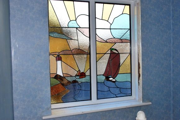 patterned stained glass window