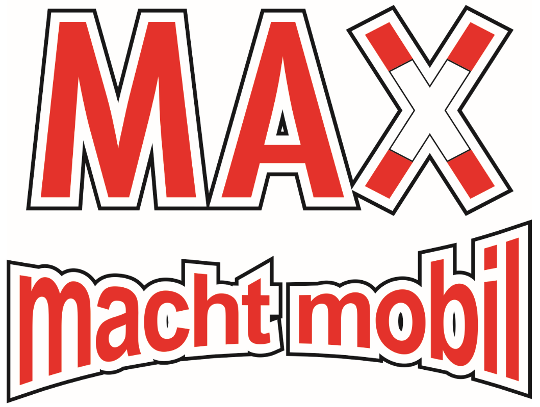 Ein rot-weißes Logo für Max Macht Mobil