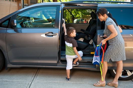 Mother and Son Outside the Car — Locust, NC — Barbee Insurance Agency