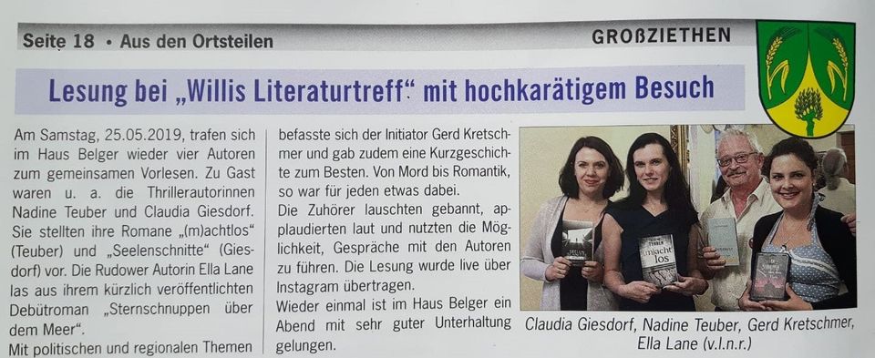 Artikel im Schönefelder Gemeindeanzeiger 6-2019