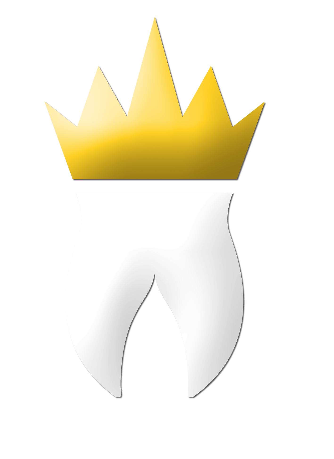 Gold crown above white abstract tooth-like shape