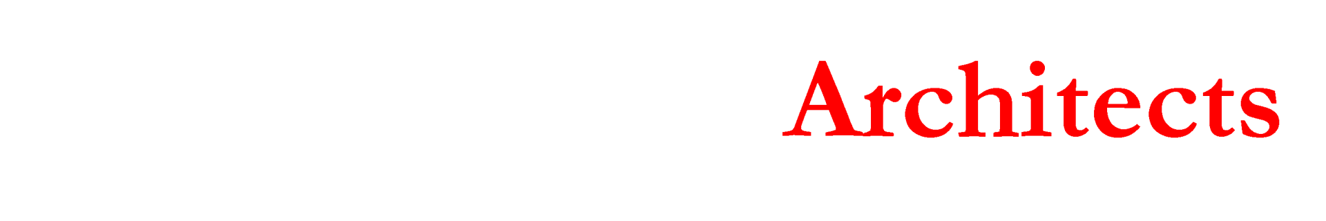 Red text reading “Architects” on a white background