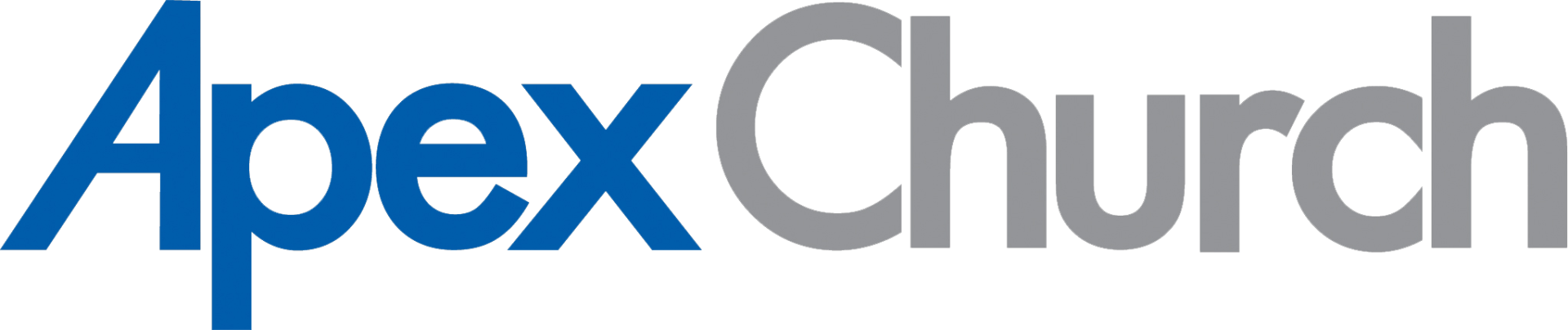 Apex Church logo in blue and gray text with a roof-like arc over the word “Church”