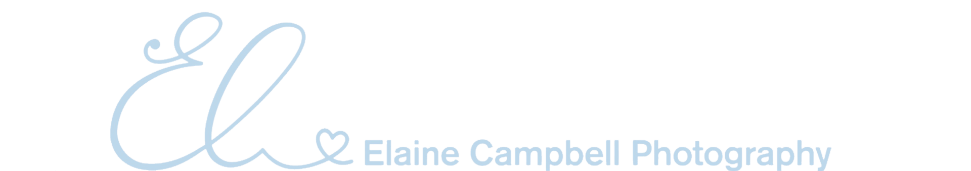 Light blue “EC” monogram with the name Elaine Campbell Photography in pale gray.