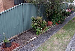 Backyard with gray fence — About Us in Central Coast, NSW Backyard with gray fence — About Us in Central Coast, NSW