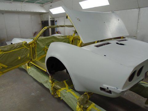 1970 Maroon Corvette White Painting — Pipersville, PA — The Vette Shop