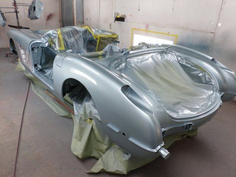 1958 Silver Blue Corvette After Paint— Pipersville, PA — The Vette Shop