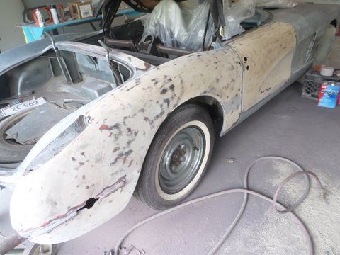 1958 Silver Blue Corvette Broken Parts — Pipersville, PA — The Vette Shop
