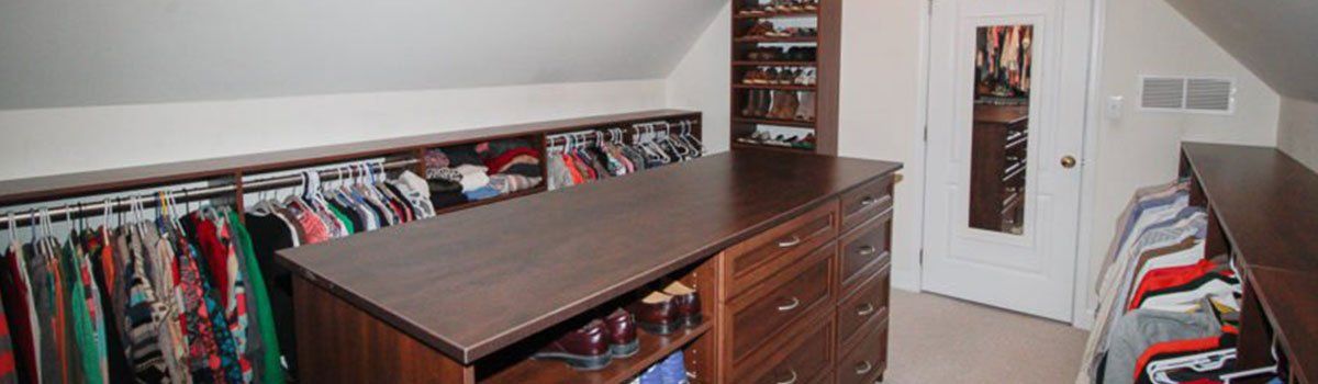 Oddly Shaped Closet with Custom Storage System