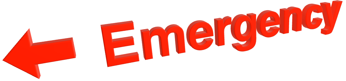 Red letters spelling emergency