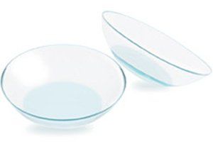 A pair of hybrid contact lenses on a white background
