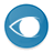 A blue circle with a white eye inside of it.