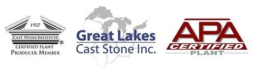 Three logos for great lakes cast stone inc.