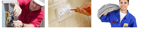 When you need an experienced electrician in Barry call 01446 501 061 An electrician fixing a plug socket