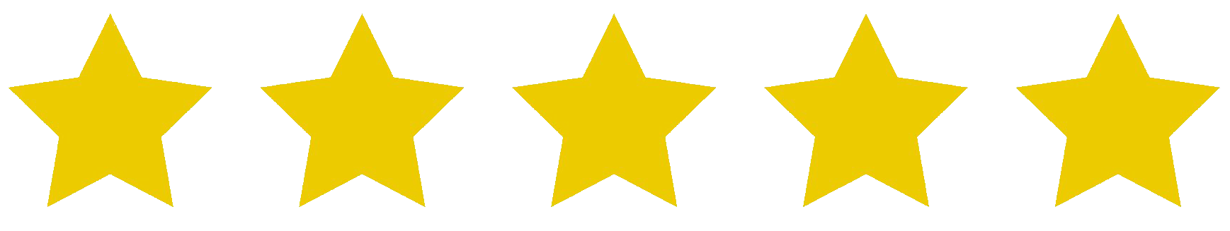 Five yellow stars, side by side, on a white background, representing a five-star rating.