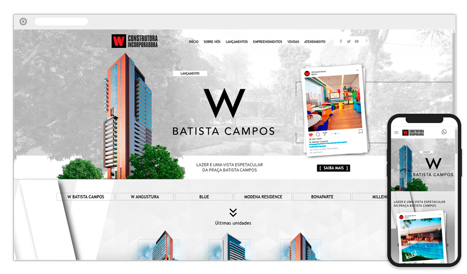W Construtora - Novo cliente da Jungle; Seja bem-vindo. Portal desenvolvido com o plano mensal de cliente Standart;
