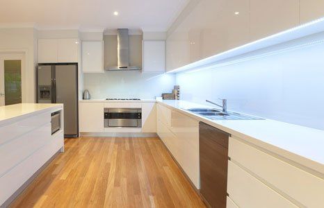 Glass splashbacks available in a range of colours and shapes
