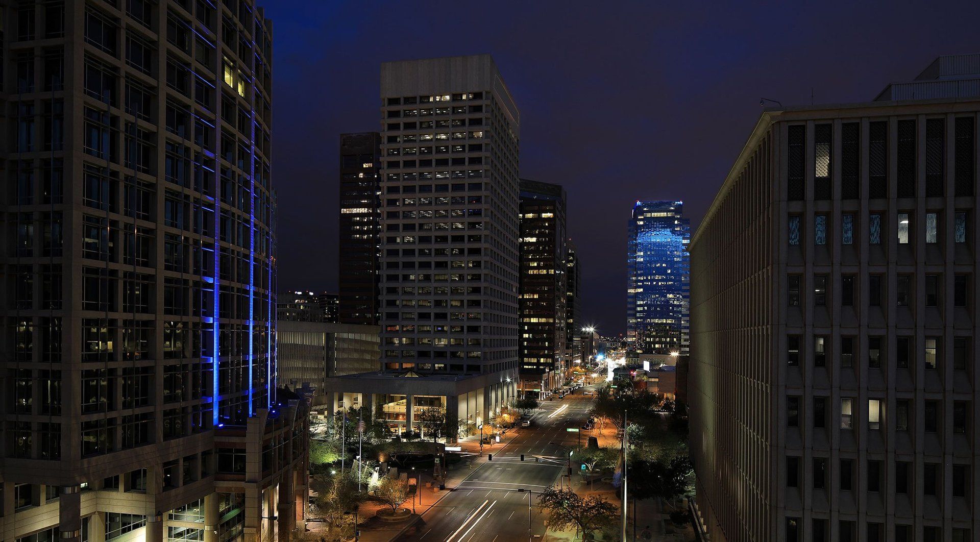 Phoenix skyscrapers at night