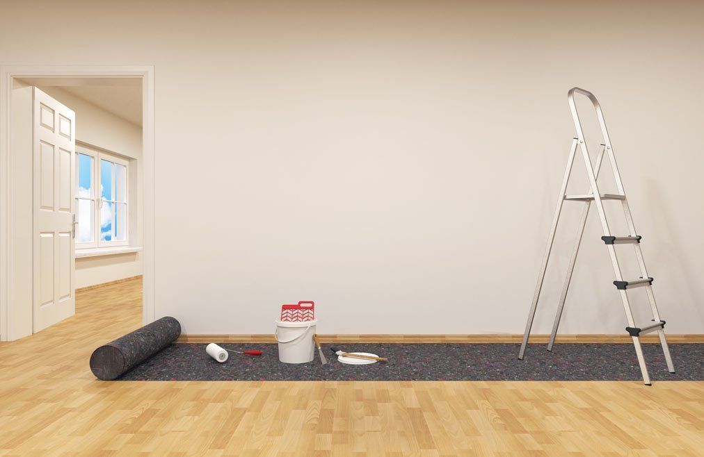 Painting Materials and Ladder on Empty Room — Bolingbrook, IL — A & D Quality Painting