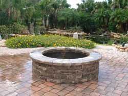 Backyard with Stone Fire Pit — Sarasota, FL — Custom Pavers of Southwest Florida