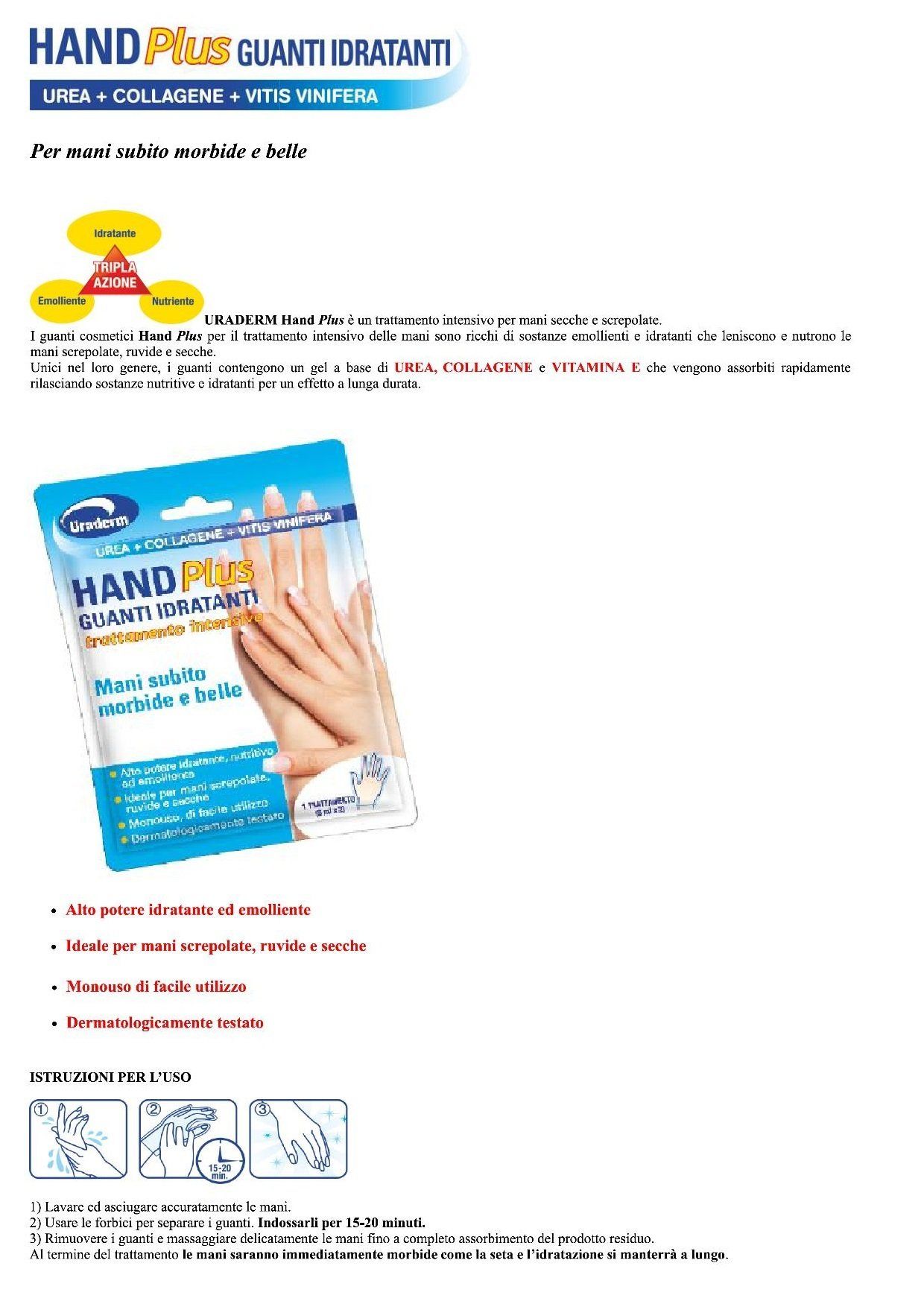URADERM HAND PLUS GUANTI IDRATANTI UREA + COLLAGENE + VITIS VINIFERA