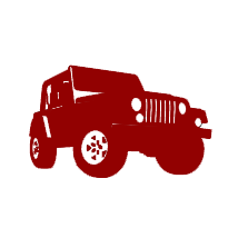 Click here to learn how to join! Red Jeep SUV silhouette.