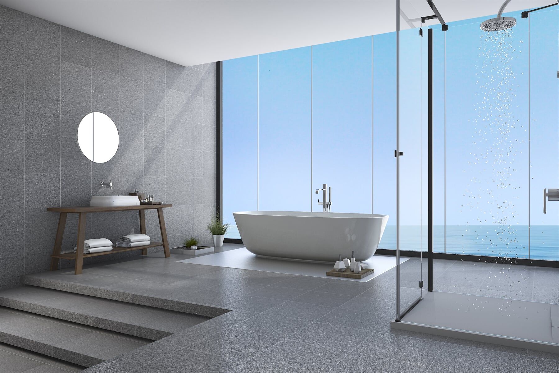 Bathroom with Shower Screen — Downs Quick Fix Glass in Toowoomba, QLD