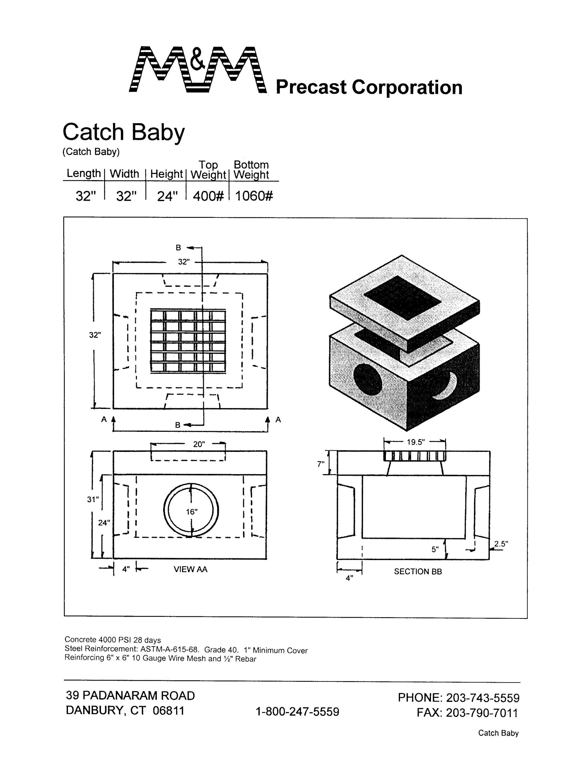 Catch Baby — Danbury, CT — M & M Precast Corp.