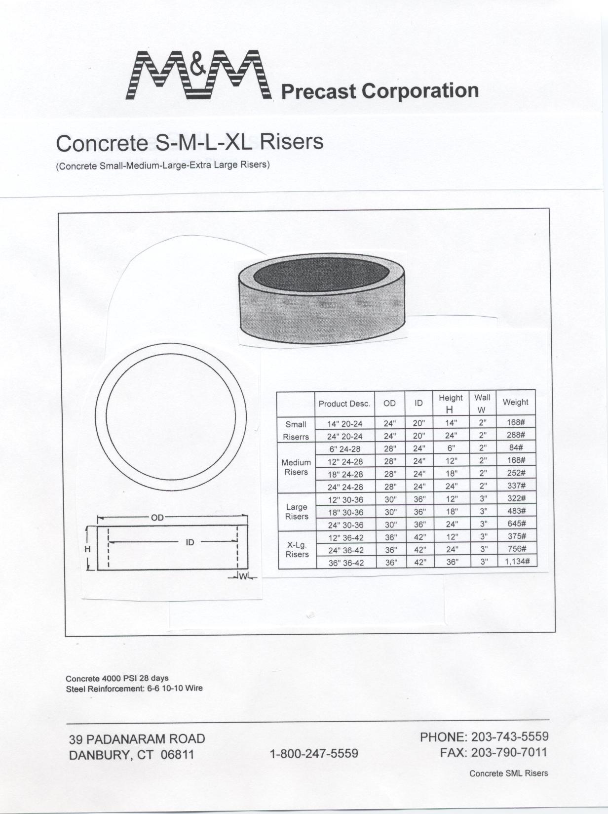 Concrete Risers — Danbury, CT — M & M Precast Corp.